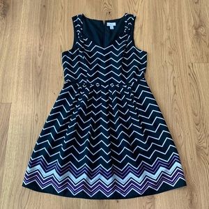LOFT Black and White Zig Zag Dress